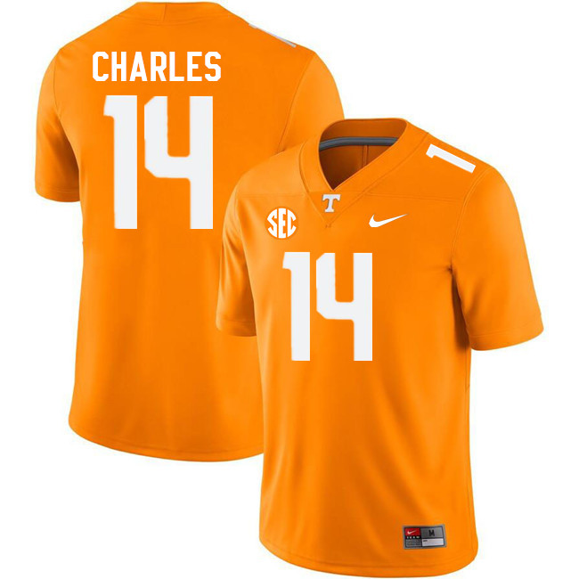 Men #14 Christian Charles Tennessee Volunteers College Football Jerseys Stitched Sale-Orange